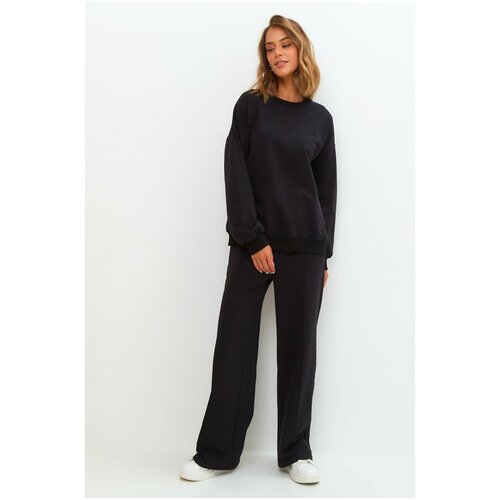 Комплект одежды Modellini, размер 52, черный женский свитшот с длинным рукавом повседневный однотонный свободный свитшот с геометрическим принтом в стиле пэчворк осень зима 2021