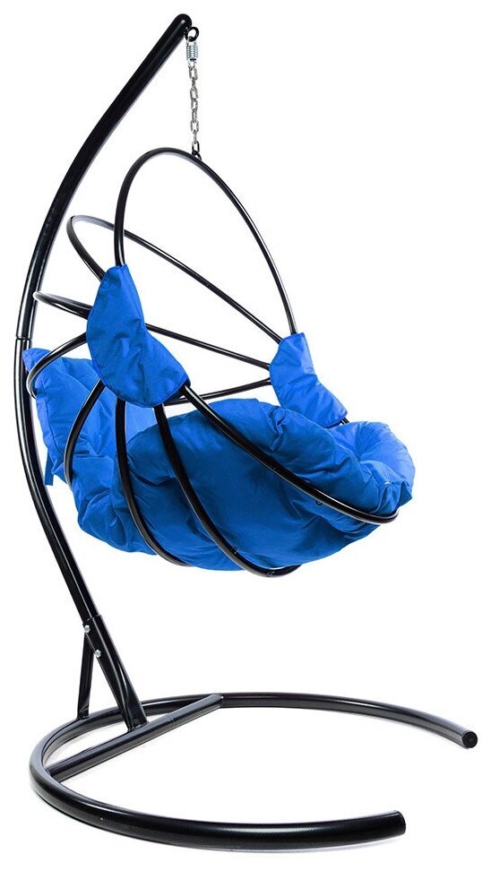 Подвесное кресло M-Group веер, разборный чёрный, синяя подушка - фотография № 15
