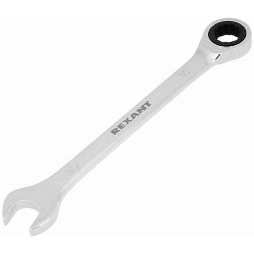 Ключ комбинированный рожковый накидной трещоточный 15 мм, CrV, зеркальный хром, REXANT