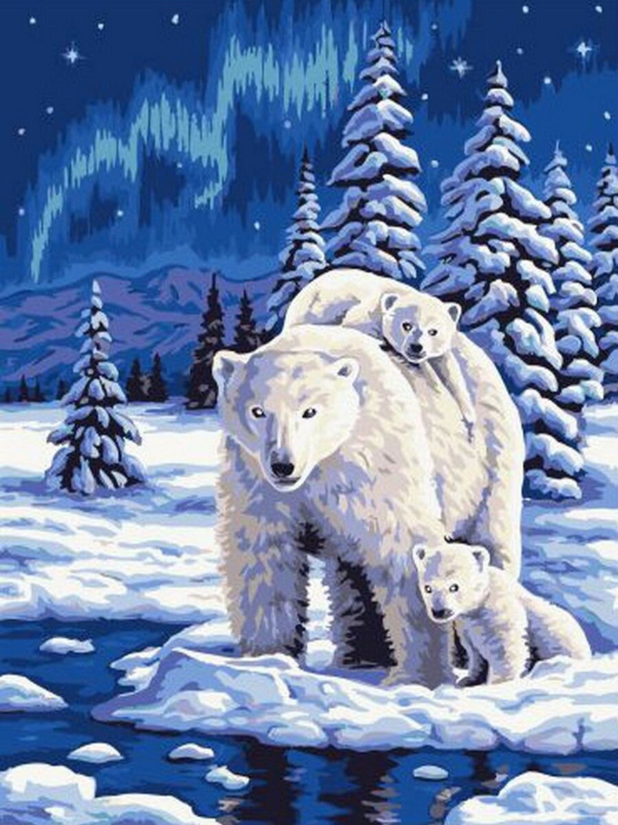 Картина по номерам Семейство северных медведей 40х50 см Hobby Home