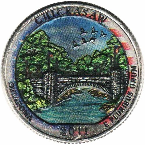 (010p) Монета США 2011 год 25 центов Чикасо Вариант №2 Медь-Никель COLOR. Цветная
