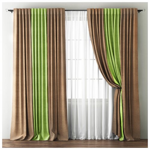 фото Классические шторы ambassador цвет: бежевый, зеленый pasionaria