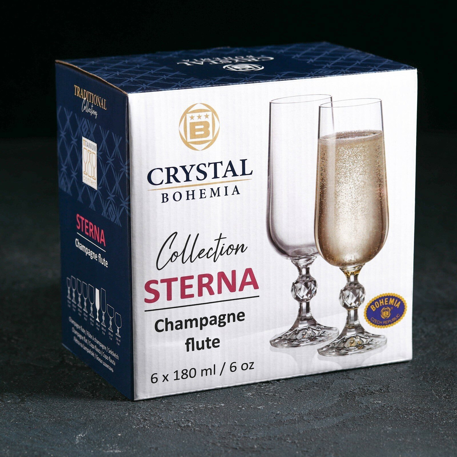 Crystalite Bohemia Набор бокалов для шампанского Sterna, 180 мл, 6 шт - фотография № 4