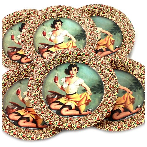 фото Набор тарелок n 26 "девушка на пикнике", 6 штук, 190 мм эврика