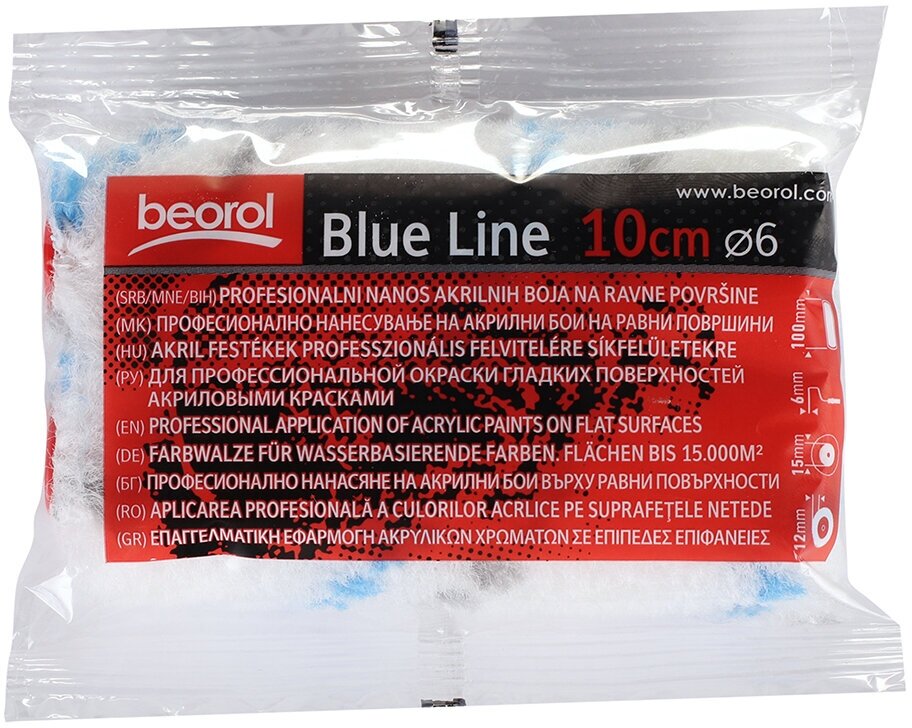 ВАЛИК ЗАПАСНОЙ РАДИАТОРНЫЙ "BLUE LINE" D15/100 ММ (ВОРС 12 ММ) БЮГЕЛЬ 6 ММ (2/10/700) "BEOROL" - фото №3