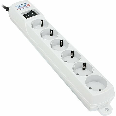 Сетевой фильтр ZIS Сетевой фильтр на 6 розеток ZIS Pilot S белый (3.0м) (ret)