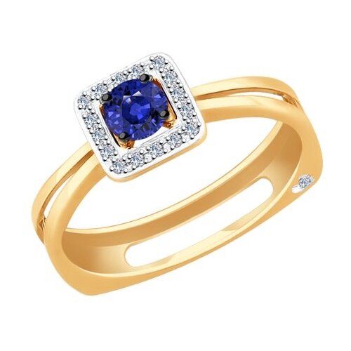 фото Sokolov кольцо из золота с бриллиантами и сапфиром 2011091, размер 17.5