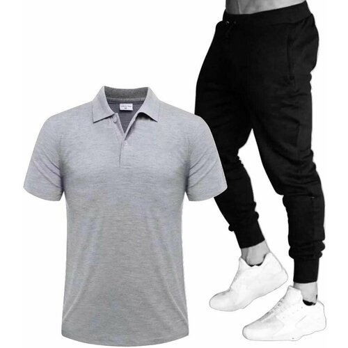 Костюм , футболка и брюки, повседневный стиль, размер 54, серый