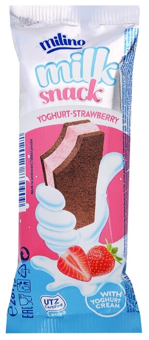 Пирожное MILINO Milk Snack Yoghurt-strawberry 26.3%, 28 г