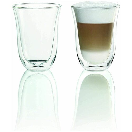 Набор чашек для латте DeLonghi Latte Macchiato (2 шт), чашки 220 мл стеклянные с двойными стенками для кофе и чая