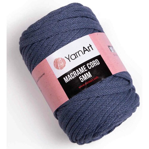 Пряжа YarnArt Macrame cord 5mm джинсовый (761), 60%хлопок/40%полиэстер/вискоза, 85м, 500г, 5шт