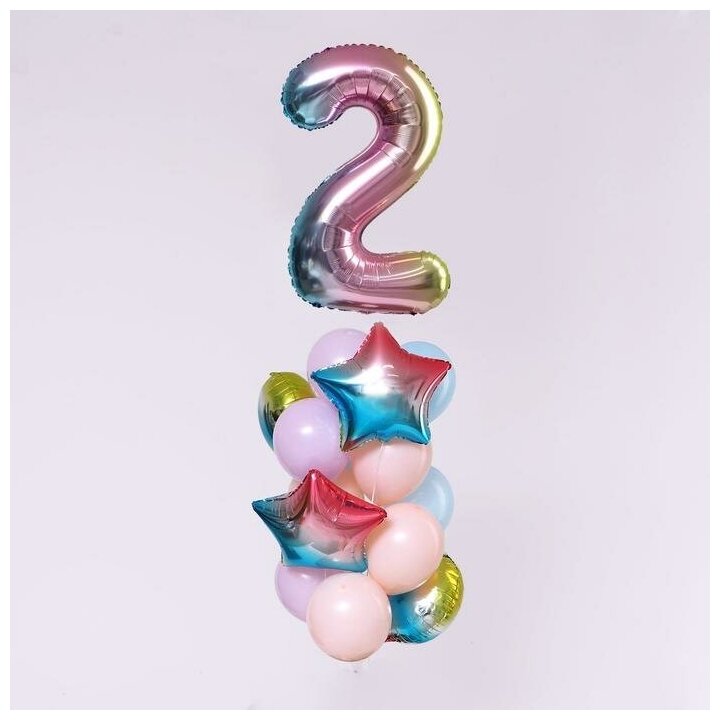 Букет из шаров День рождения – нежность 2 года фольга латекс набор 15 шт