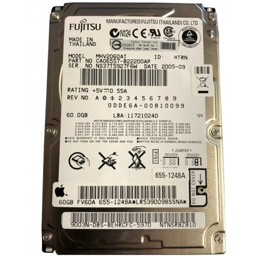 Жесткий диск Fujitsu CA06557 60Gb 4200 IDE 25 HDD 1089500₽