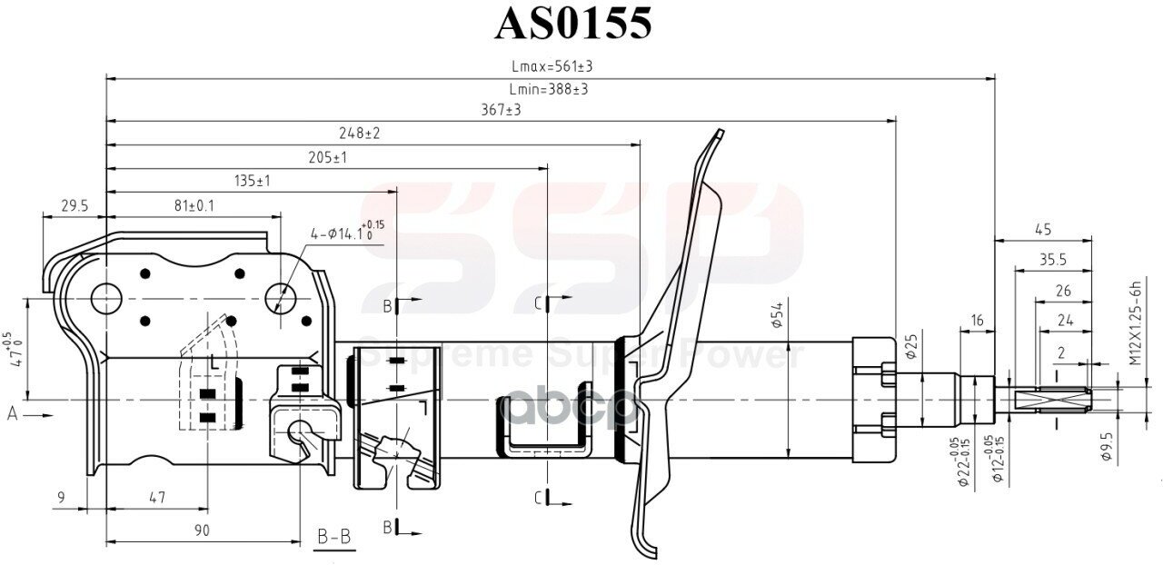 Стойка Амортизационная Ssp 335047 54303-Wl020 Nissan Elgrand E51 04- Front Lh SSP арт. AS0155