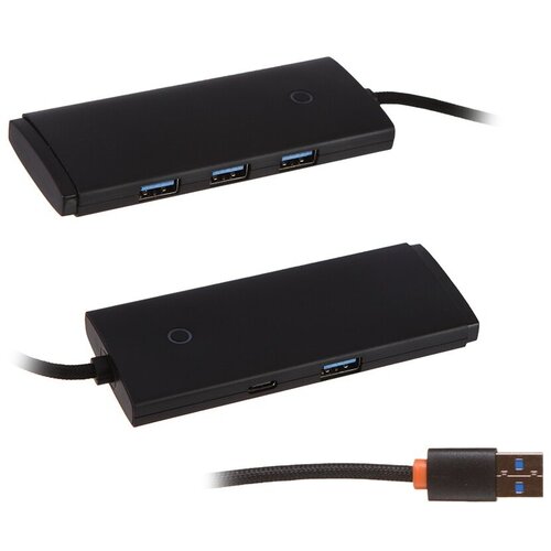 Хаб USB Baseus Lite Series 4-Port USB-A HUB USB-A - 4xUSB 3.0 1m Black WKQX030101