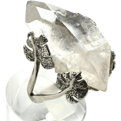 фото Кольцо радуга камня, кварцит, размер 19.5, белый, бесцветный