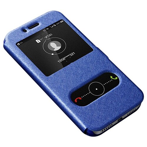 фото Чехол-книжка mypads для sony xperia z5 с окошком для входящих вызовов и свайпом синий