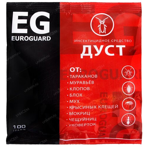 Euroguard дуст от тараканов, муравьёв, клопов и блох в пакете, 100гр