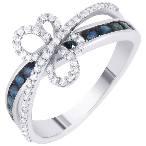 фото Jv кольцо бабочка с бриллиантами, сапфирами из белого золота h084saa4wt-sa-wg, размер 17