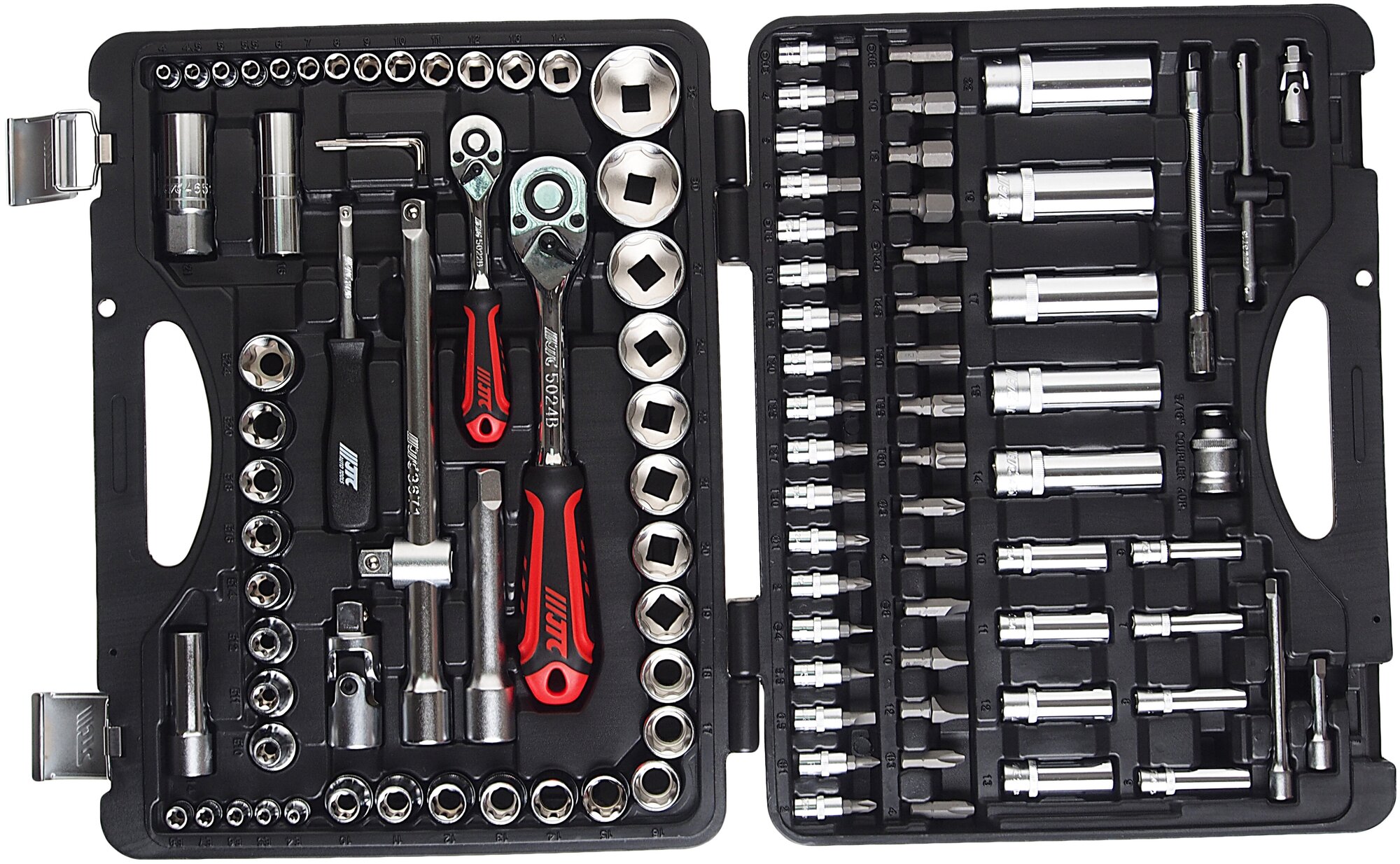 Набор инструментов головок торцевых и вставок JTC 1/4" & 1/2" для поврежденных болтов и гаек (в кейсе) 110 предметов JTC-S110B-B72