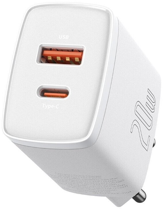 Сетевое зарядное устройство Baseus Compact Quick Charger U+C 20W EU White (CCXJ-B02)