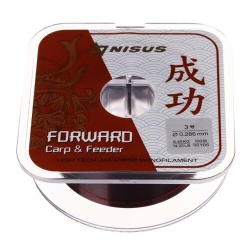 Леска NISUS FORWARD Carp & Feeder, диаметр 0.286 мм, тест 6.45 кг, 100 м, коричневая леска nisus forward carp