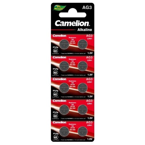 фото Батарейка для часов camelion ag3-bp10(0%hg)