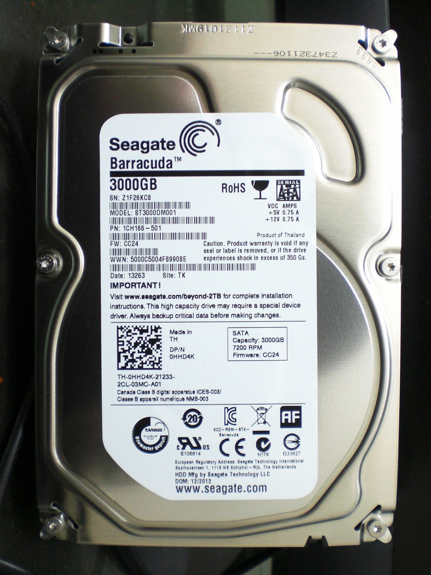 Внутренний жесткий диск Seagate Barracuda 3 ТБ ST3000DM001 3 Тб