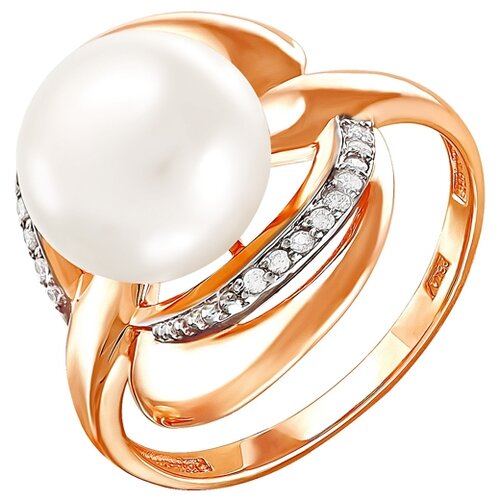 фото Примаэксклюзив кольцо с жемчугом и фианитами из красного золота 190-1-485р, размер 19