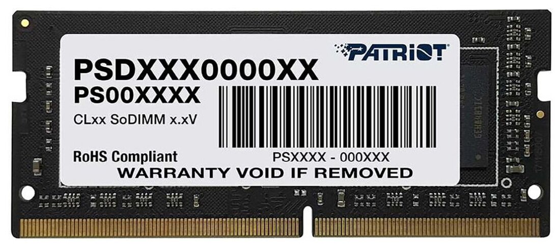 Модуль оперативной памяти PATRIOT Signature Line SO-DIMM DDR4 16ГБ PC4-21300, 2666MHz 1.2V, CL19, PSD416G266681S
