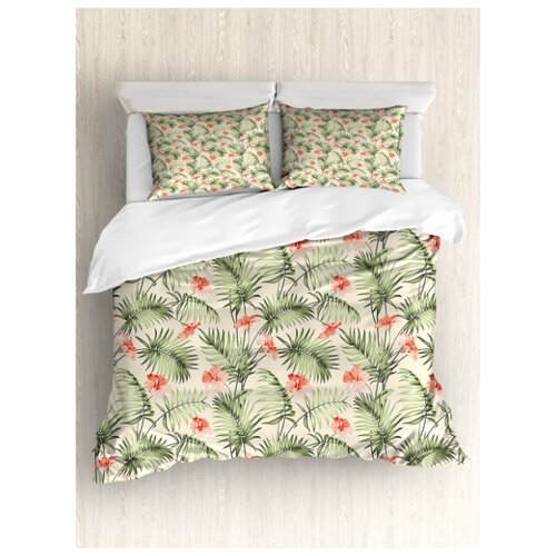 фото Комплект постельного белья "цветущий папоротник" (пододеяльник+2 наволочки), евро (200x220 см) ambesonne