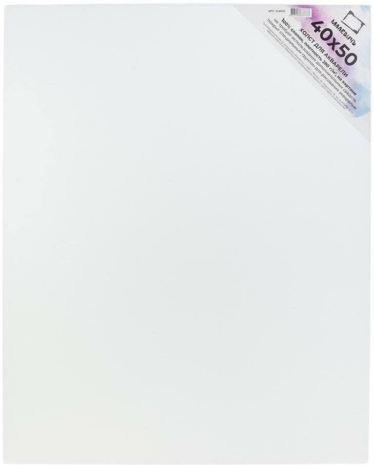 Холст акварельный на картоне Малевичъ (40х50 см), 254050