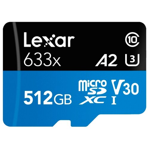 фото Карта памяти Lexar microSDXC Class 10 UHS Class 3 A2 V30 633x 512GB + SD adapter