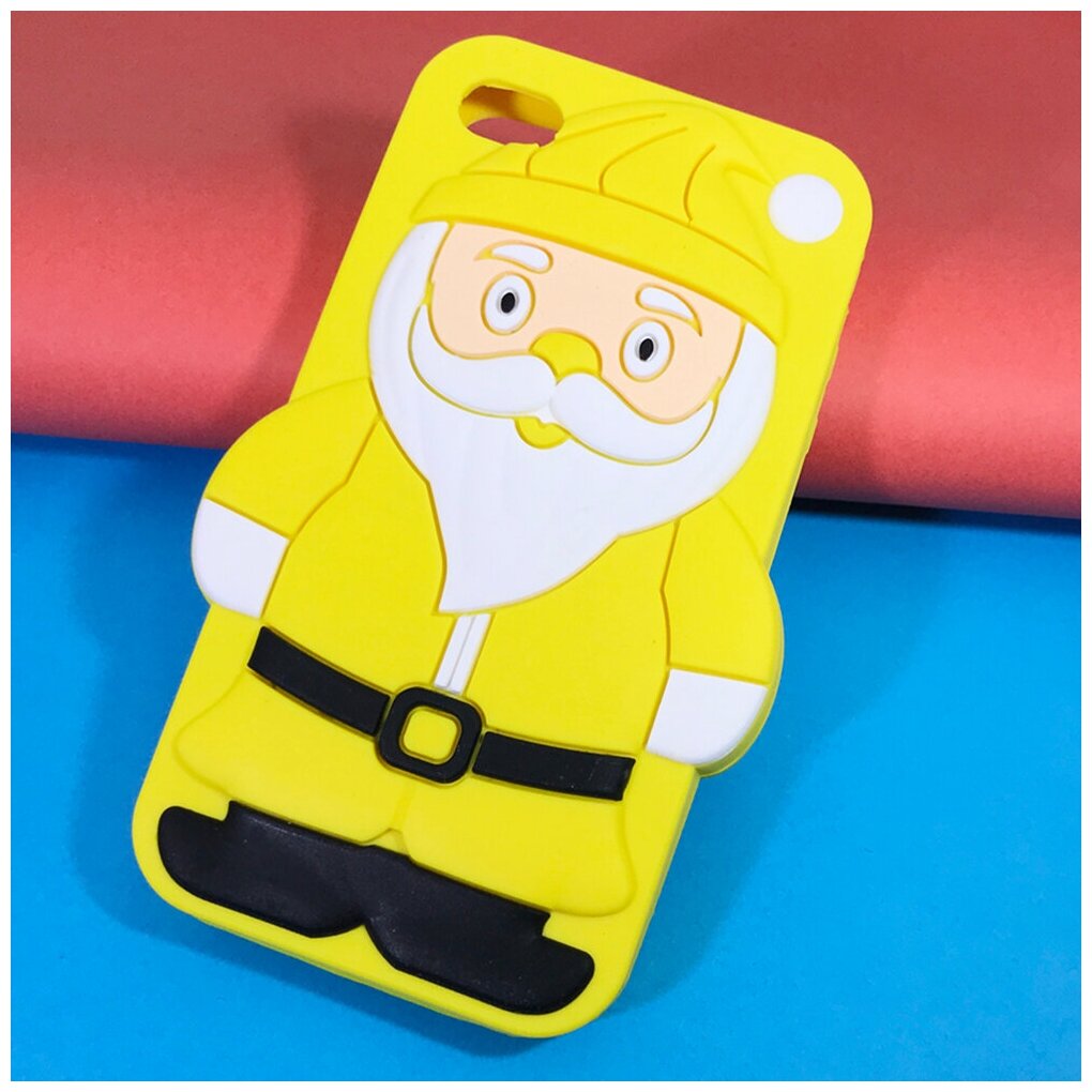 Чехол для iPhone 4/4S Накладка противоударная резиновая для ребенка Дед Мороз