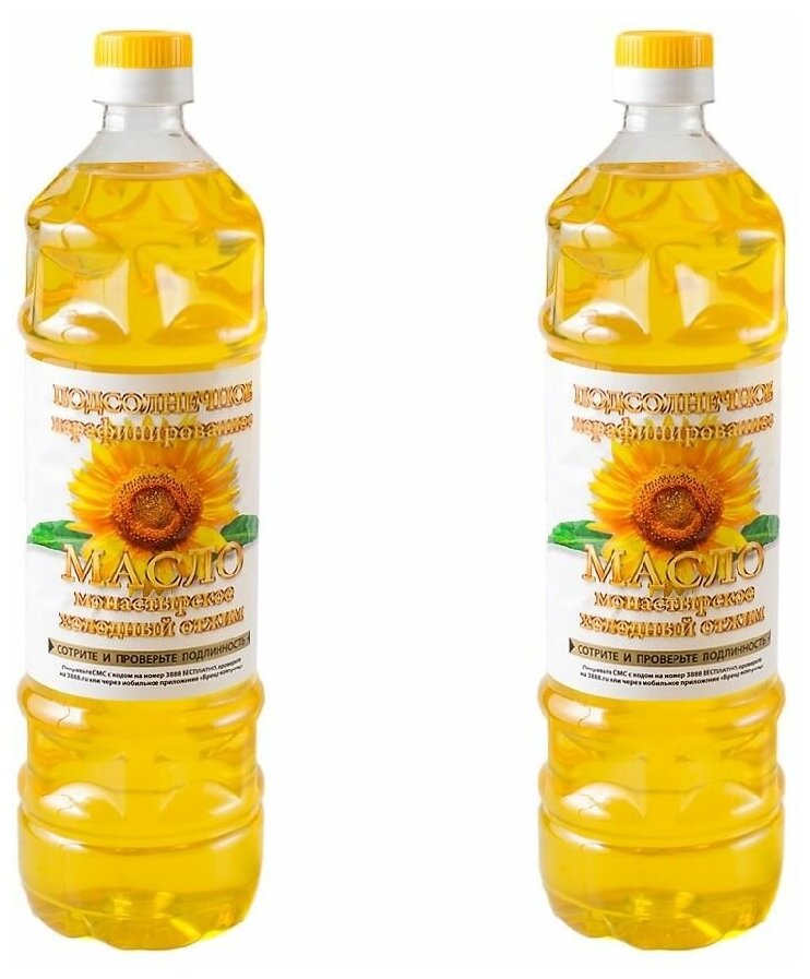 фото Масло подсолнечное монастырское сыродавленное нерафинированное 1 л.
