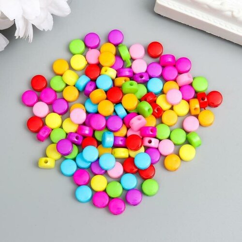 Бусины для творчества пластик Цветные кругляшки набор 20 шт 0,3х0,6х0,6 см 1 шт