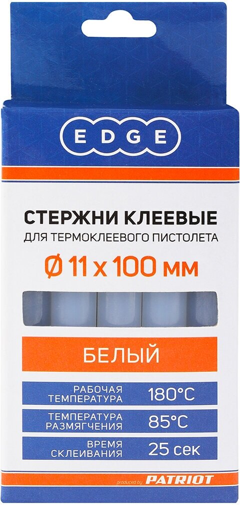 Стержни клеевые EDGE by PATRIOT 11*100мм белые, упаковка 10шт - фотография № 3