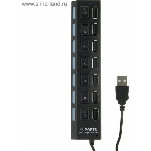 USB-разветвитель LuazON 7 портов с выключателями USB 20 черный 61200₽