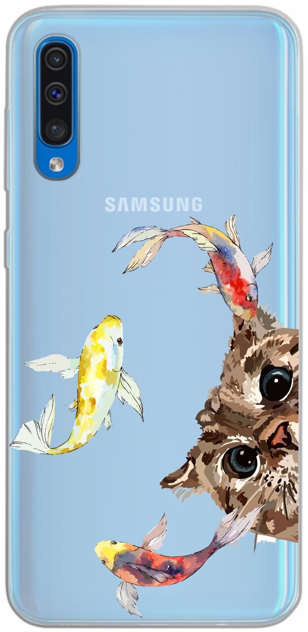 Силиконовый чехол Mcover для Samsung Galaxy A50 с рисунком Кот охотник
