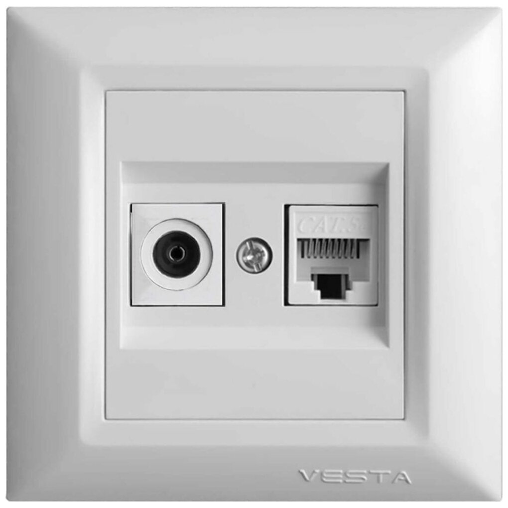 Vesta Electric Розетка Vesta-Electric Roma для сетевого кабеля LAN + TV двойная FRZTV010102BEL