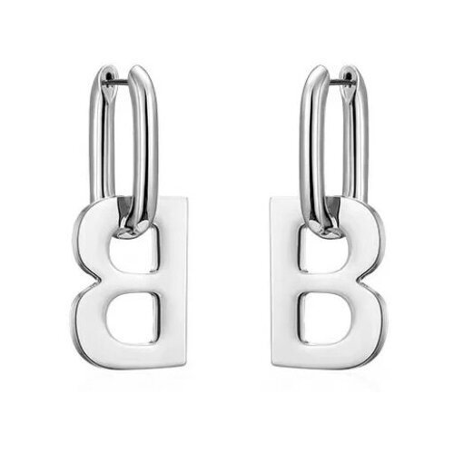 Серьги В, Серьги с буквой В, серьги из гипоаллергенного сплава, серьги с буквой