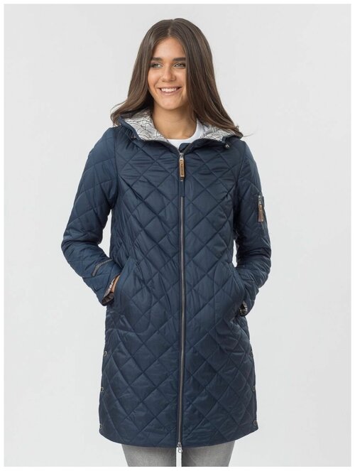 куртка  NortFolk демисезонная, удлиненная, силуэт прямой, утепленная, карманы, капюшон, ультралегкая, регулировка ширины, размер 68, синий
