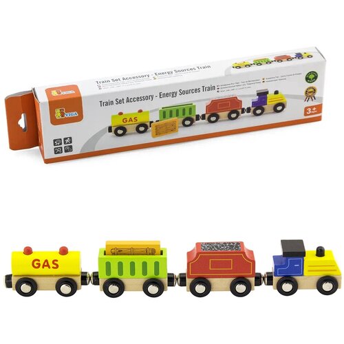 Набор аксессуаров для железной дороги Поезд с энергоресурсами (дерево) Viga 50820 набор аксессуаров для железной дороги viga toys 50820 деревянный грузовой поезд вига