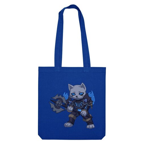 сумка кот рыцарь смерти warcraft серый Сумка шоппер Us Basic, синий