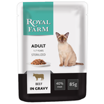 Влажный корм для стерилизованных кошек Royal Farm с говядиной 85 г (кусочки в соусе) - изображение