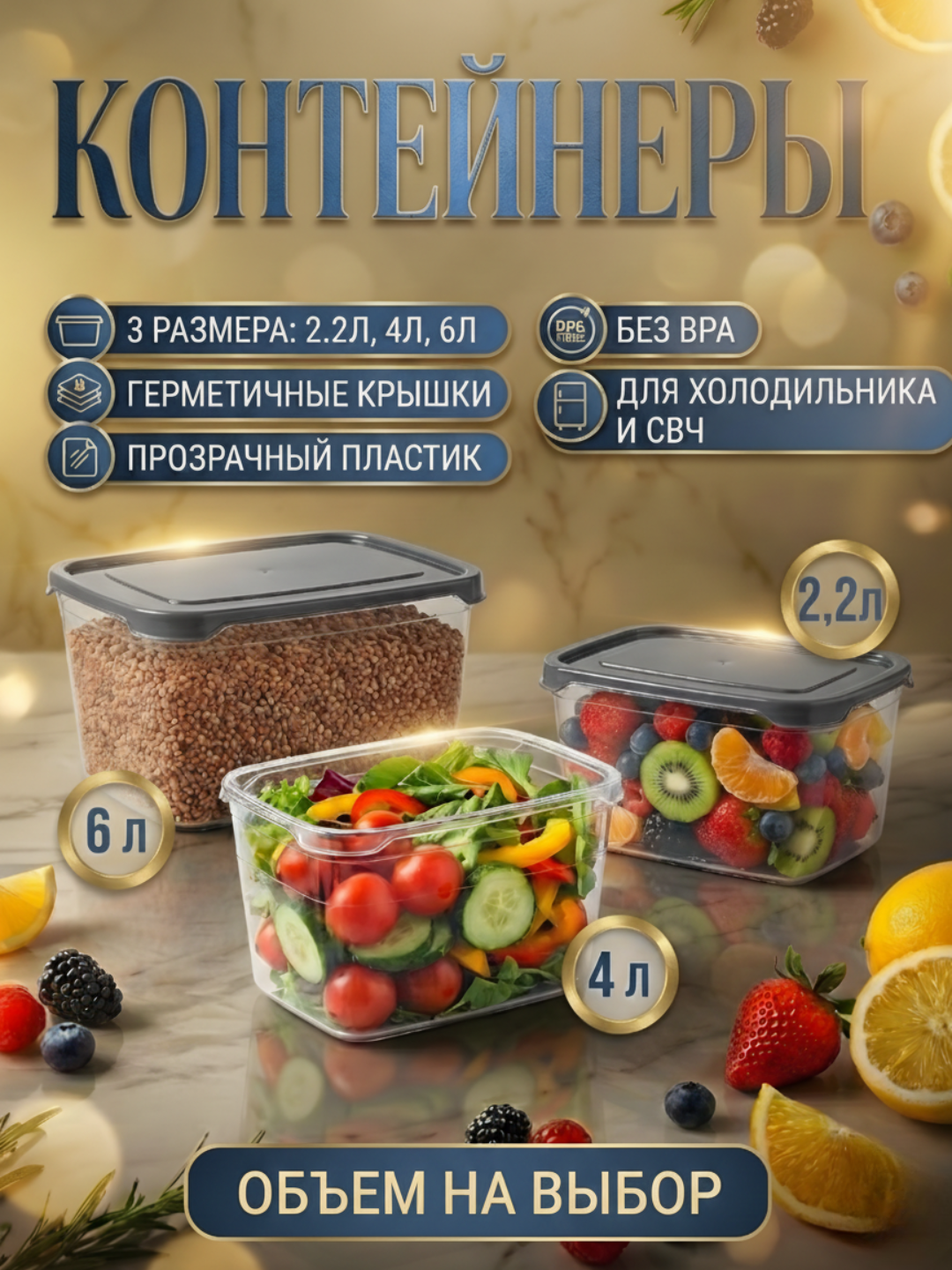 Контейнер для хранения продуктов, бокс для холодильника, банки для круп, ланч бокс