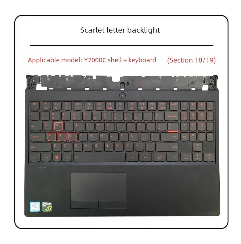 Подходит для замены клавиатуры ноутбука Lenovo Savior Y7000 Y7000P, корпус C, с подсветкой, черные буквы, красные