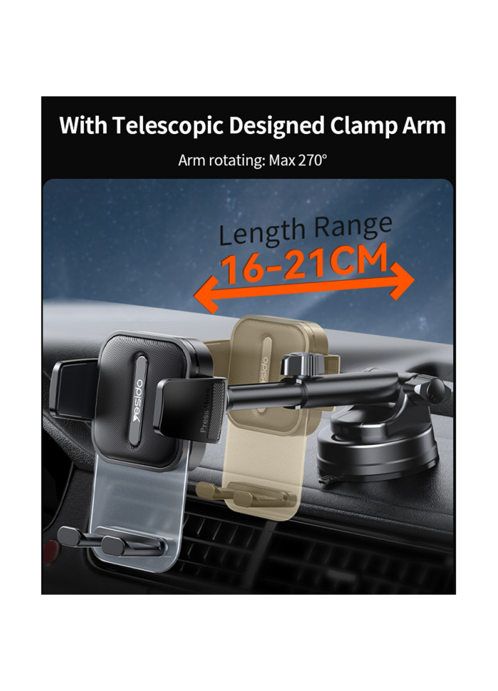 Держатель для телефона Yesido C261, вращение на 360 градусов — фото 1