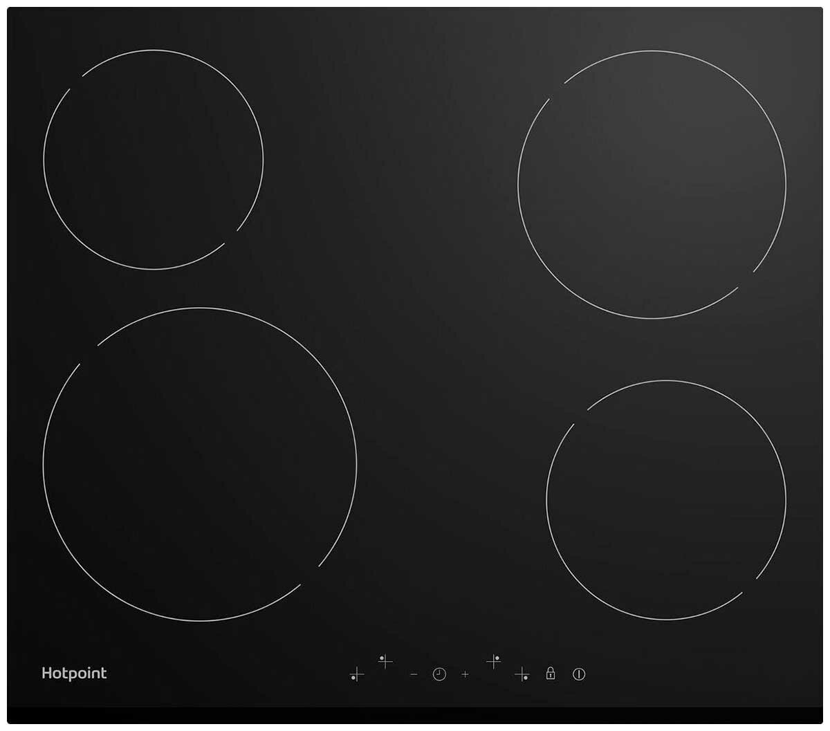 Электрическая варочная панель Hotpoint HR 6T1 B 58 см, 4 конфорки стеклокерамика, черный