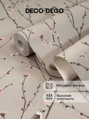 Изображение товара Обои флизелиновые виниловые Julie 6032-02 Deco-Deco, птички, для спальни, гостиной, кухни, коридора, детской, метровые